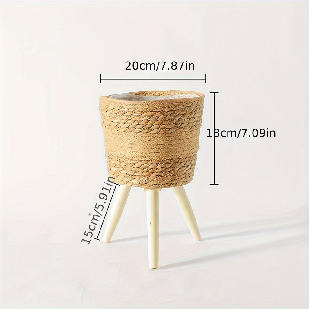 Set of 3 Seagrass Plant Baskets with Brackets - Round Indoor Flower Pot Covers, Classic Style Garden & Lawn Care Essentials
