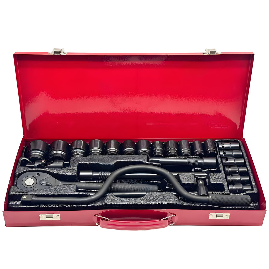 12/24pcs Socket Set, Wrench Set, Ratchet Wrenches Set with CR-V Sockets Metric & Extension Bar for Automotive Repair & Home Use, Ratchet Set with Hard Storage Case