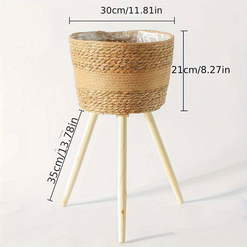 Set of 3 Seagrass Plant Baskets with Brackets - Round Indoor Flower Pot Covers, Classic Style Garden & Lawn Care Essentials