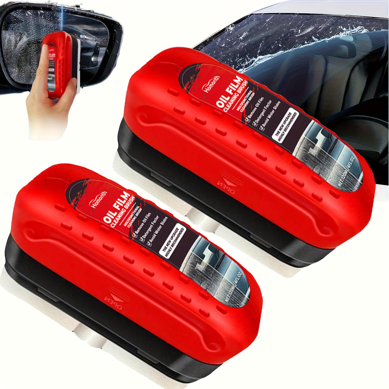 1/2 Pieces Automotive Oil Film Cleaning Brush, Glass Cleaning Board Glass Coating, Improves Clarity And Visibility, Oil Film Removal Brush Tool For Car Glass, Windshield, Mirror, Windows (1/2 Brush)