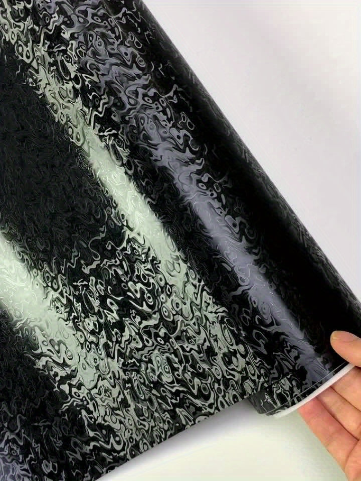 50x150cm Black Ghost Pattern PET Vinyl Wrap Roll - Premium Self-Adhesive,