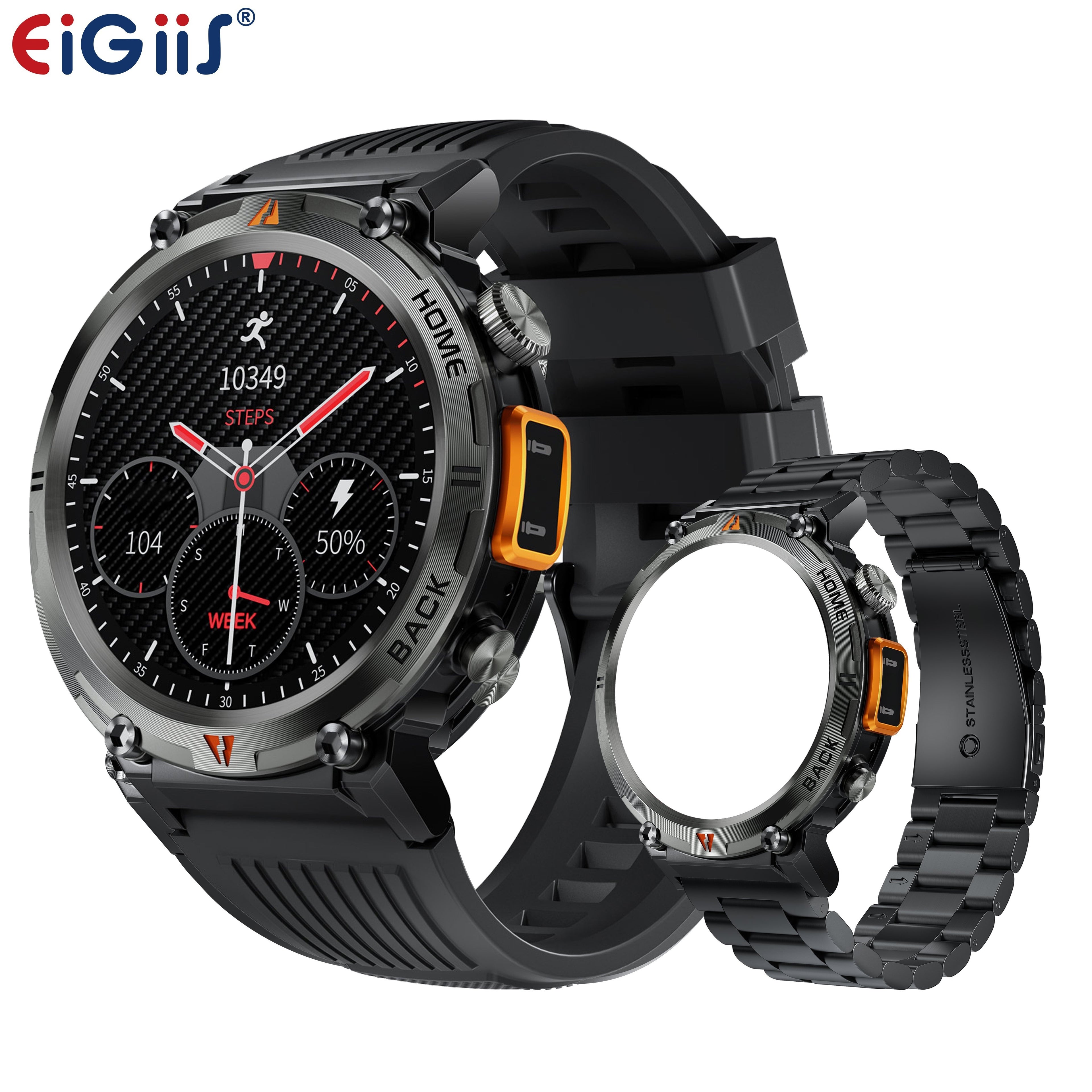 EIGIIS Men'S Outdoor Sports Watch with IPX8 (3ATM) Flashlight,