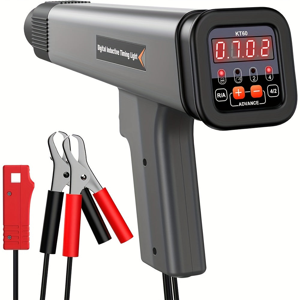 12V Digital Timing Light, KZYEE KT60 LED Display Automotive Ignition Timing Light For 9V-16V Ignition System Strobe Lamp Detector, Portable Timing Check Auto Vehicle Motorcycle Marine Repair Tool