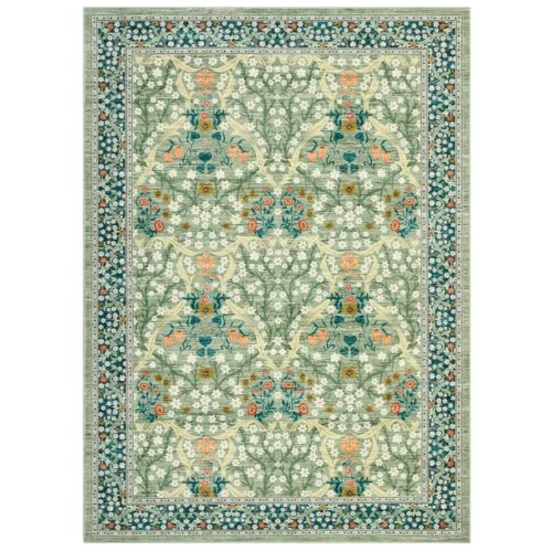 Floral Area Rugs 5x7 Sage Green Washable Rug for Living Room Bedroom Low Pile Non Slip Stain Resistance Indoor Boho Carpet Mat for Farmhouse Dining Room Office