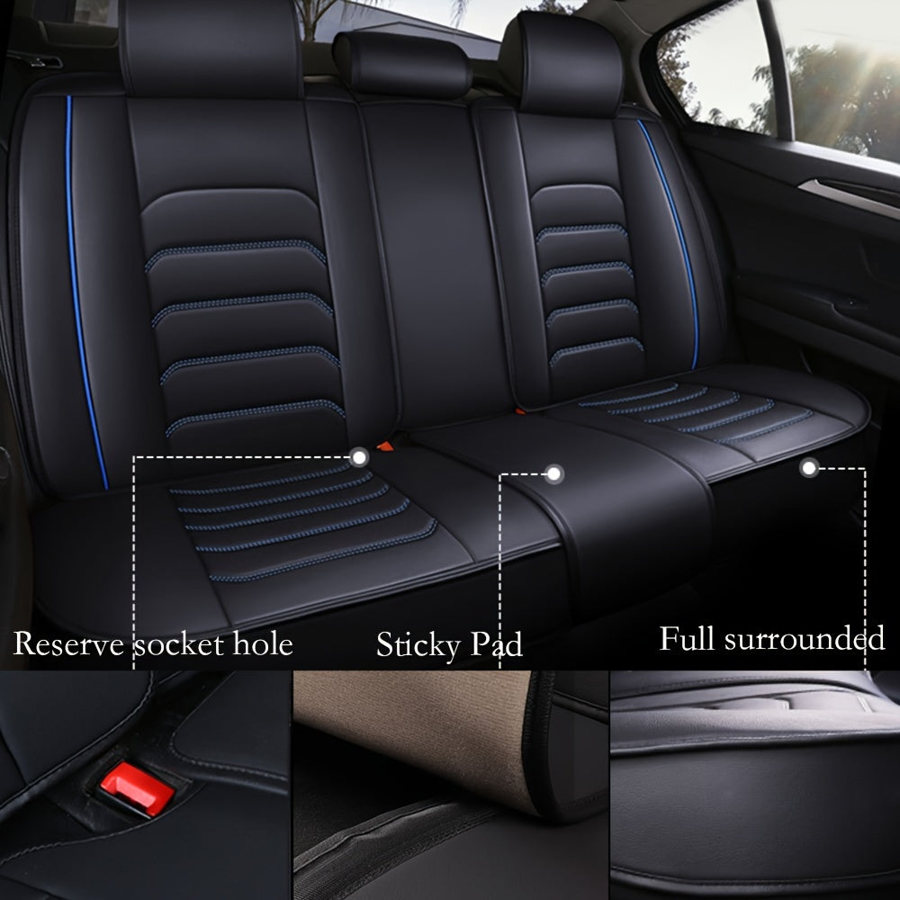 5-Seat Full Set Faux Leather Car Seat Covers - Waterproof All-Weather Protection,