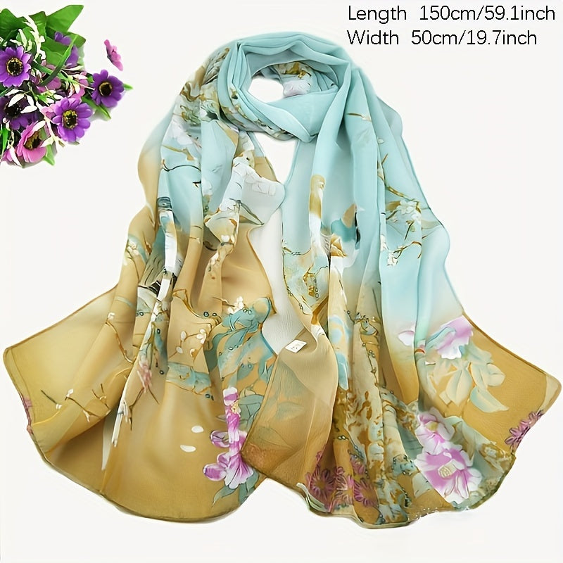 Elegant Thin Chiffon Scarf |, Animal Print, Breathable, Windproof, Decorative, Suitable for Weekend Casual, Machine Washable
