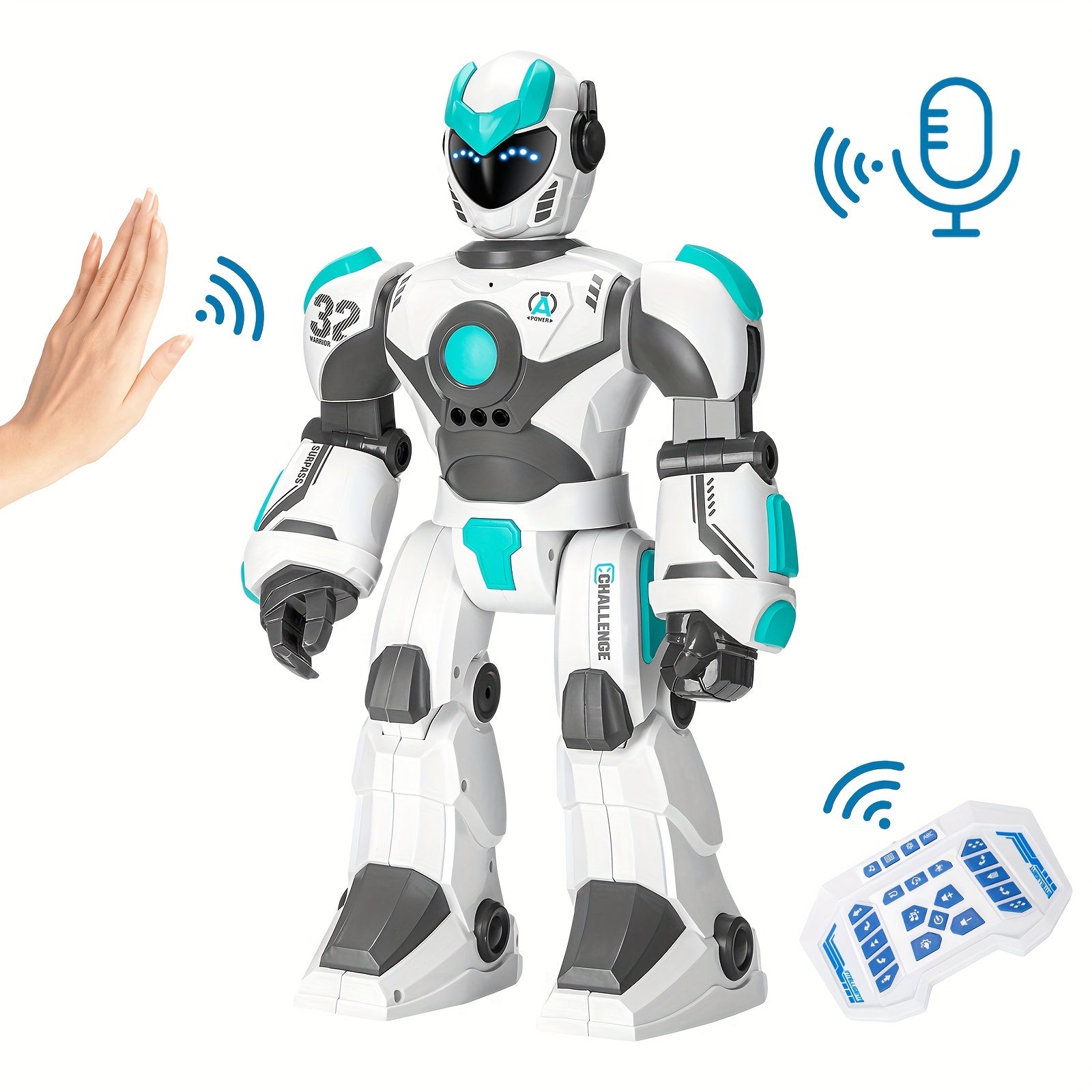 Remote Voice Control Large Robot: 2.4Ghz WiFi Signal Intelligent Programmable Popular Science Story Toys with Gesture Sensing Presents for Kids Christmas Halloween Gift