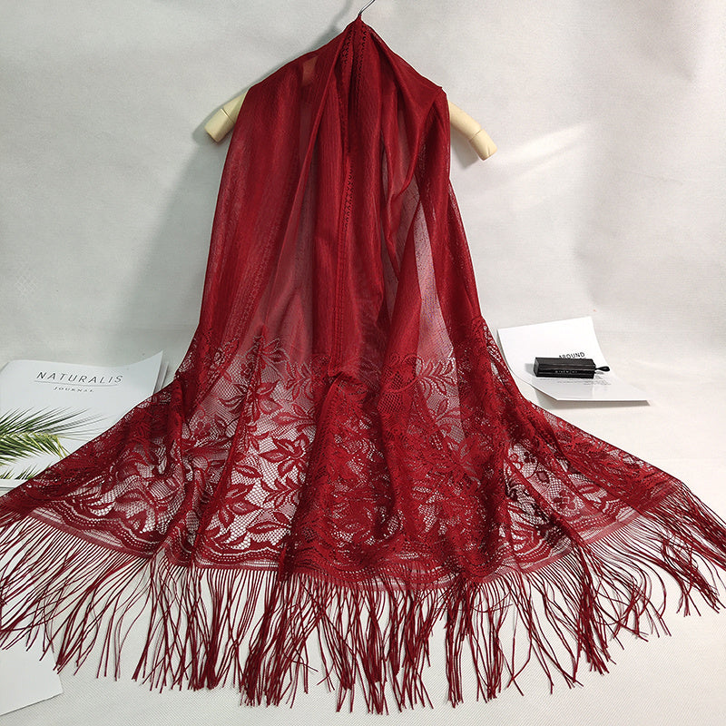 Solid Shawls Wraps For Evening Dresses Lightweight Scarfs For Women With Fringe Floral Lace Scarf For Wedding Party