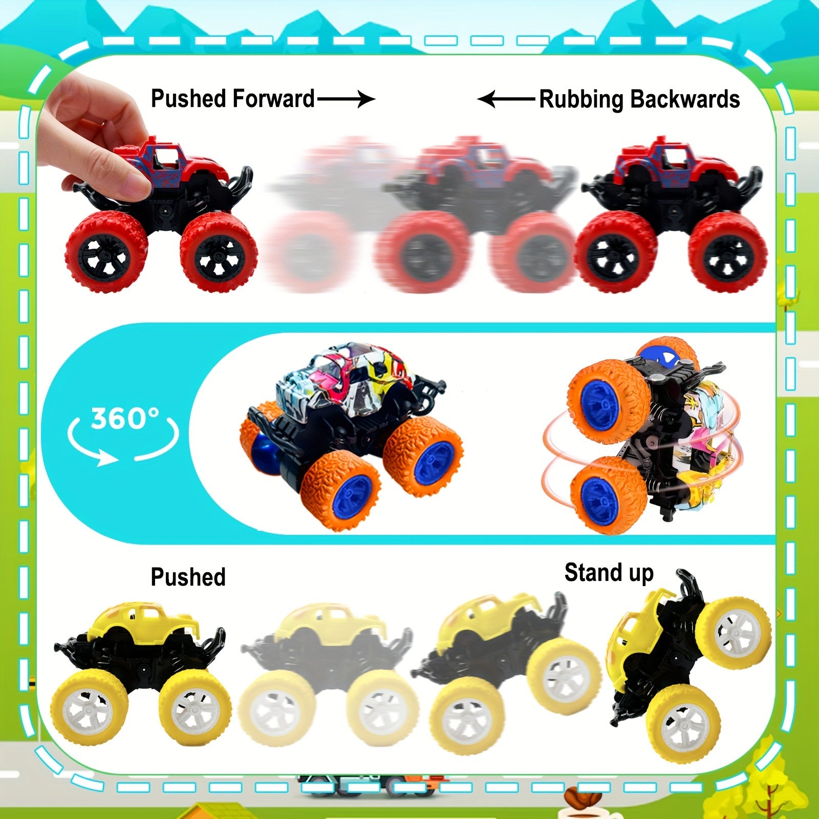 MEZHOBBY 12-Pack and 6-Pack Off-Road Monster Truck Toys, Assorted Colors, Children's Party Favors, Classroom Rewards, Durable Metal Construction, No Plating - Random Selection