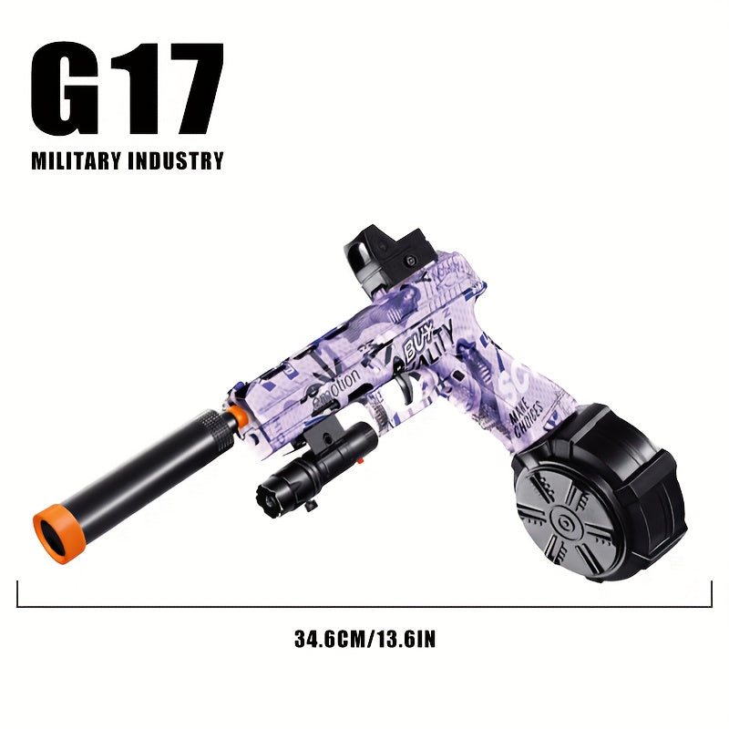G17 Electric Gel Jet Ball Toy Gun 7.4v High-Speed Continuous Firing Upgrade Highly Assembled Toys, Manual/Auto Dual Mode, Outdoor Fun Team Shooting Activity Game, Christmas Gift, Bullets Not Included
