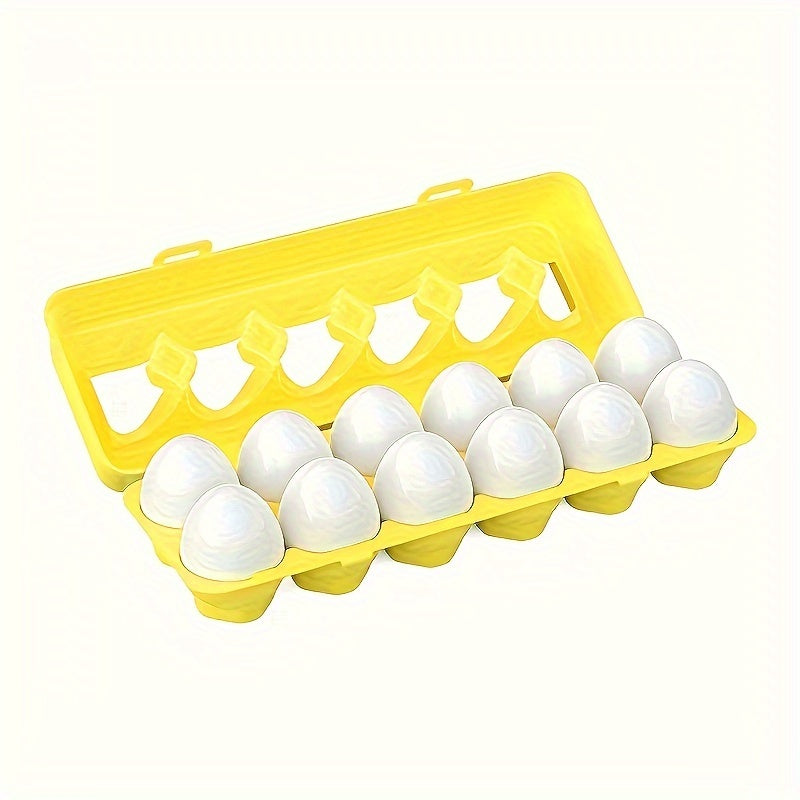 12pcs Geometric Egg Shape Sorter Puzzle - Develops Fine Motor Skills, Color Recognition, and Early Learning for Toddlers Boys and Girls with Easter Egg Toys
