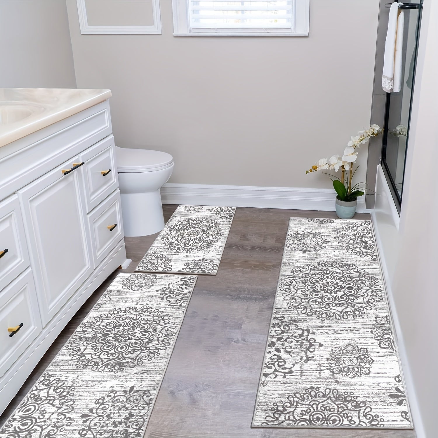 Farmhouse Kitchen Rugs Sets Of 3 Non Slip Washable Boho Kitchen Rugs And Mats for Floor Kitchen Runner Mat Floor Mat for Kitchen, Laundry, Hallways