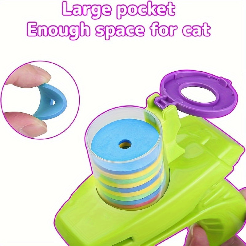2pcs Cat Toy Gun Shooter, Interactive Cat Toy Launcher With Foam Discs - Battery-Free, Durable Plastic For Endless Fun, Fidgety Interactive Toys