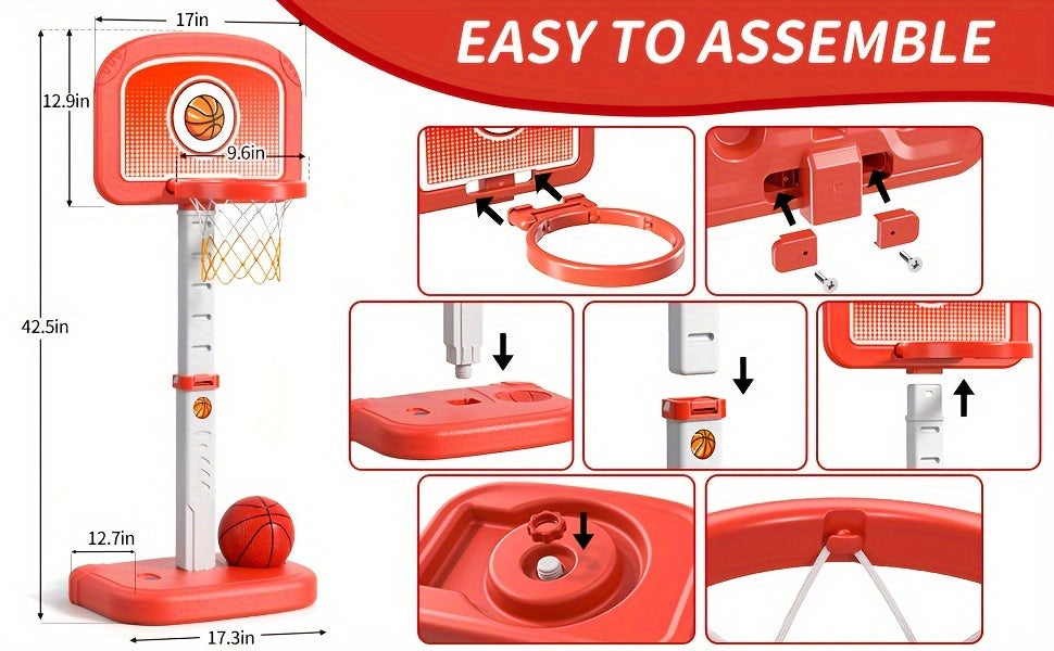 Swimming Pool Basketball Hoop Outdoor Toys with 4 Balls, Basketball Hoop Indoor Outdoor Toys Gifts for 3 4 5 6 7 8-12 Year Olds Boys Kids