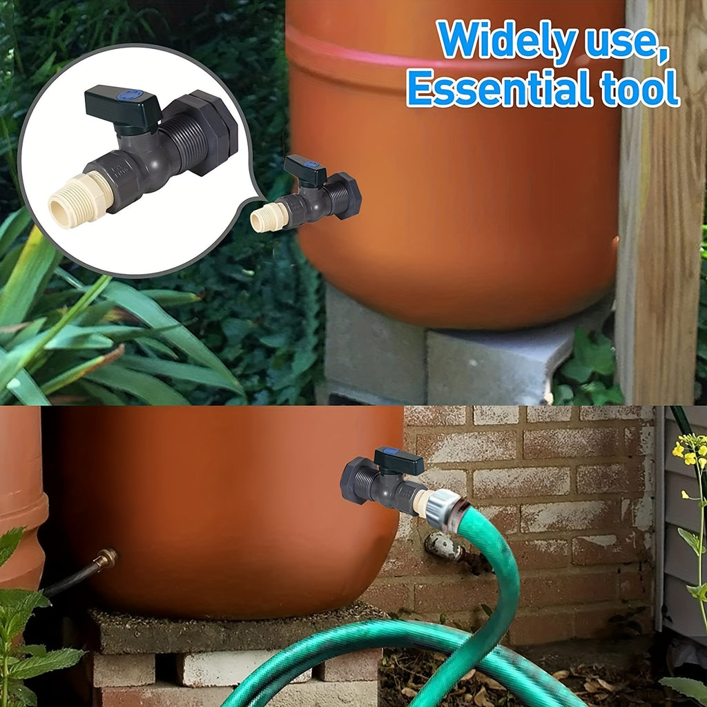 2pcs/ Set, PVC Water Barrel Spigot Kit, Connector Drain Adapter With Inner Connection For Garden, Rain Barre, Garden Tool Supplies