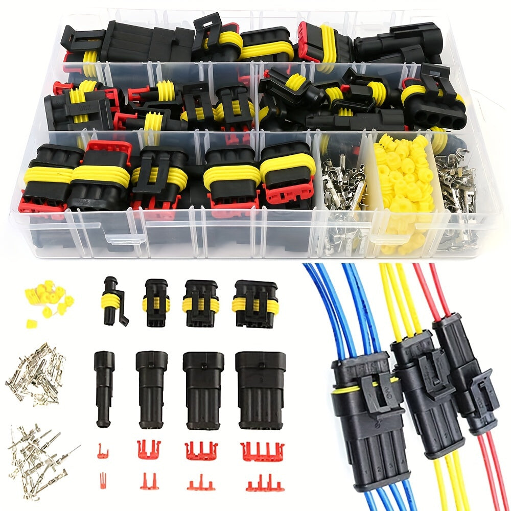 352pcs Waterproof Automotive Electrical Connector Kit - Durable 1/2/3/4 Pin Wire Plugs for Easy Car Repair & Maintenance
