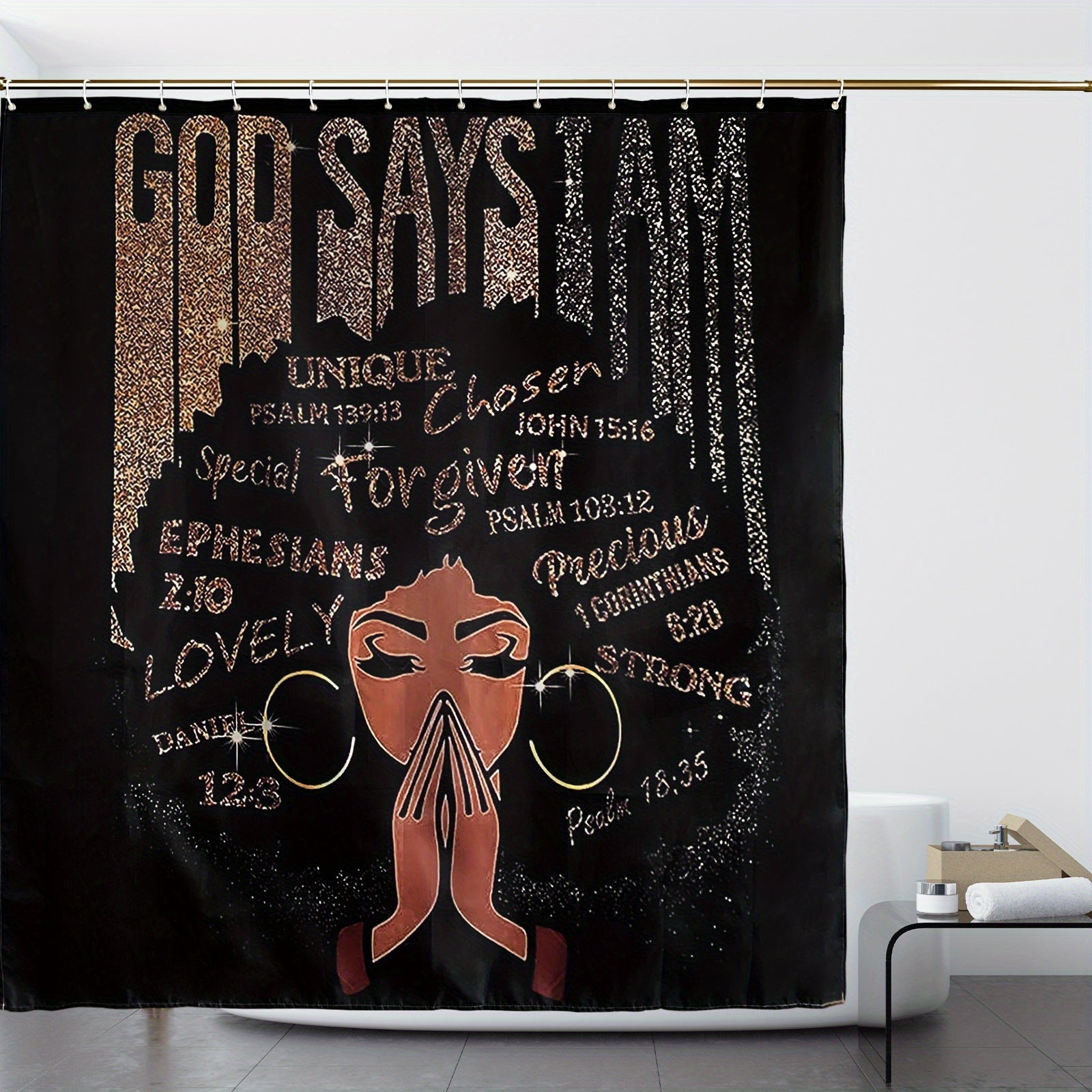 4pcs Sets Rugs Shower Curtain, Black Girl Pattern Shower Curtain With Hooks, Non-Slip Rug, Toilet U-Shape Mat, Toilet Lid Cover Pad