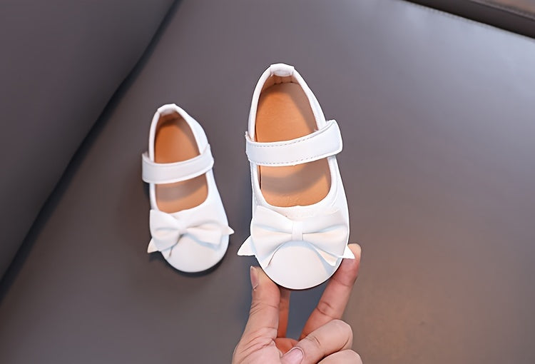 Girls Shoes Mary Jane Flats Soft Sole Non-slip Bow Decor Princess Shoes