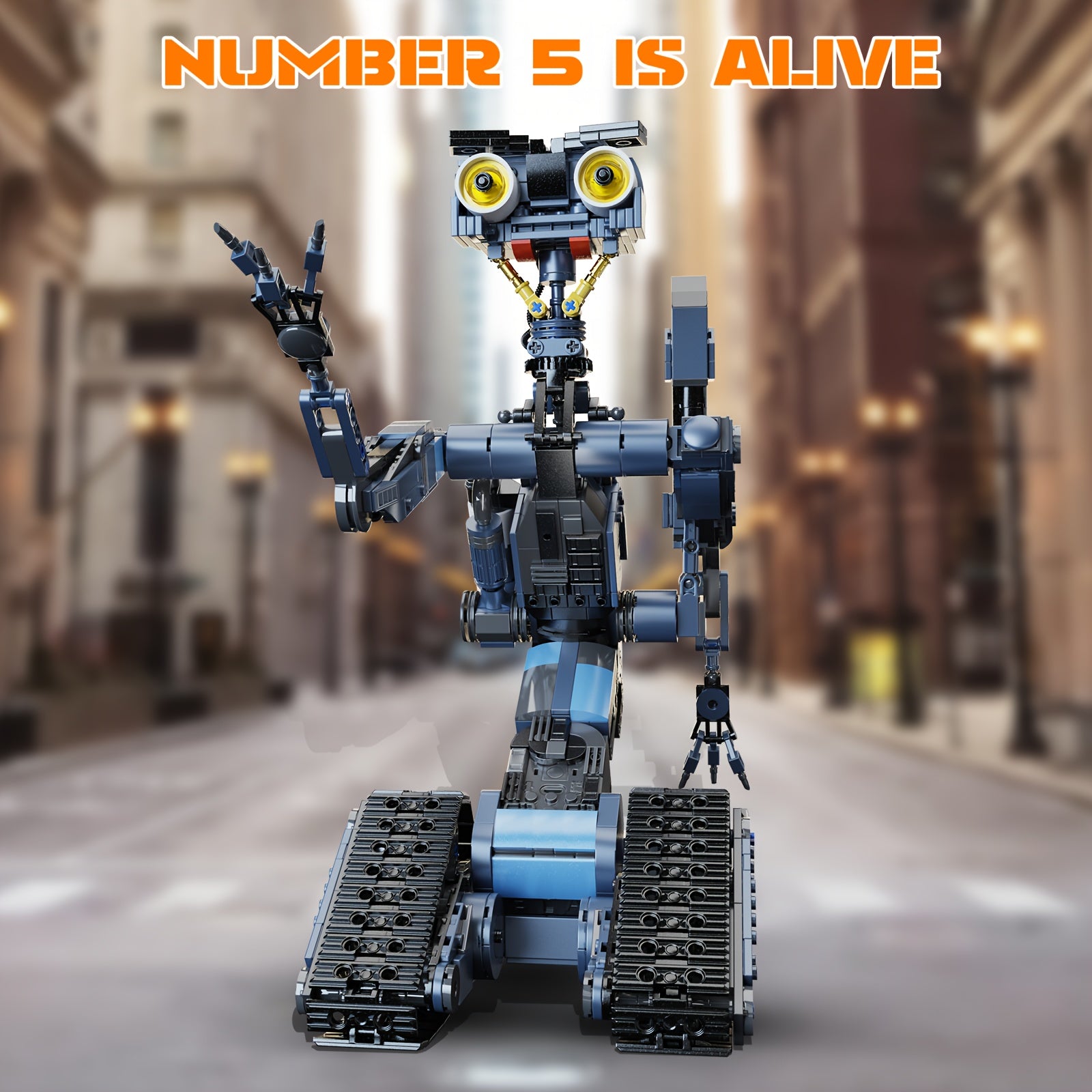 1176 Pieces Popular Robot Character Johnny Five Building Block Playset Fan Must Buy Building Block Toys Remote Controlled Motor Version Fun Room Decorations, For Friends Christmas Halloween Gifts
