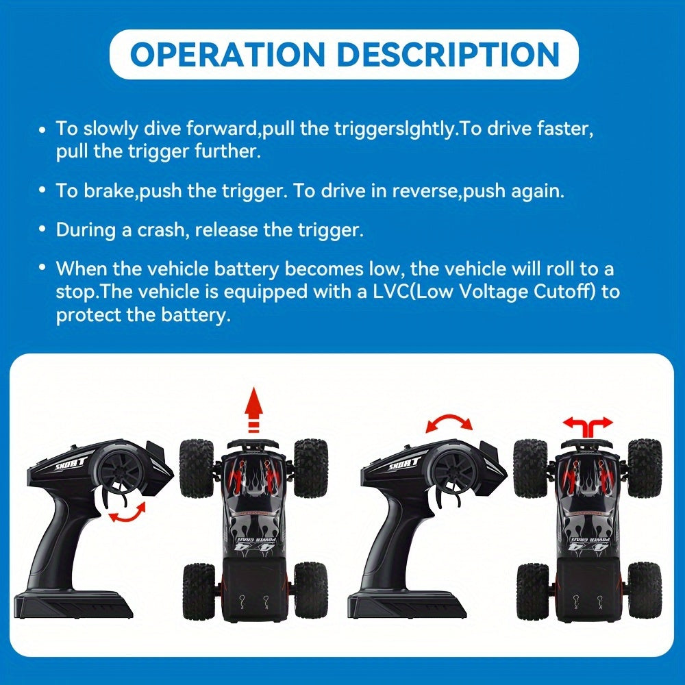 1:16 Scale All Terrain RC Cars, 2.4GHz 40KM/H High Speed 4WD Remote Control Car 4X4 Off Road Monster Truck, Blue Electric Vehicle Toys For Vehicle Enthusiasts Halloween Christmas Birthday Gifts