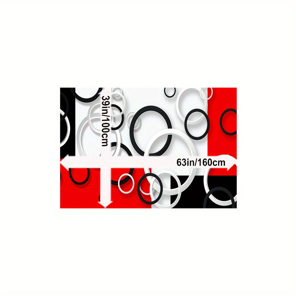 Luxury Modern Black, White & Red Circle Pattern Area Rug - Ultra-Soft Crystal Velvet, 800gsm, Non-Slip Backing, Machine Washable for Living Room, Bedroom, Kitchen, and More, Rugs for Living Room, Plastic Dot Pattern, Winter W