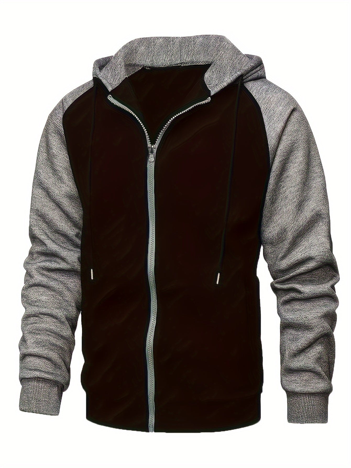 Color Block Men's Hooded Jacket Casual Long Sleeve Hoodies With Zipper Gym Sports Hooded Coat For Winter Fall