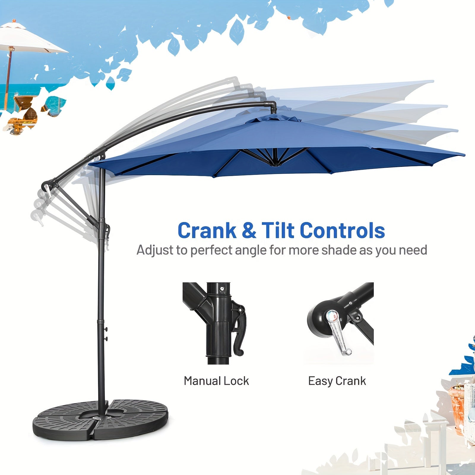 COSTWAY 10 FT Patio Umbrella 8 Ribs Umbrella With Cross Base Stand - Outdoor Patio Garden Shade - For Backyard, Poolside, Beach - Suitable for Families & Entertainers - Perfect Gift for Housewarming