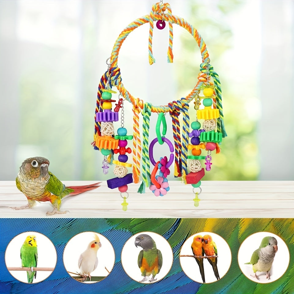 Bird Toys Bird Swing Toy Bird Perches Colorful Chewing Toys for Parakeets Meyers Cockatiel Conure Caique And Other Medium Sized Birds