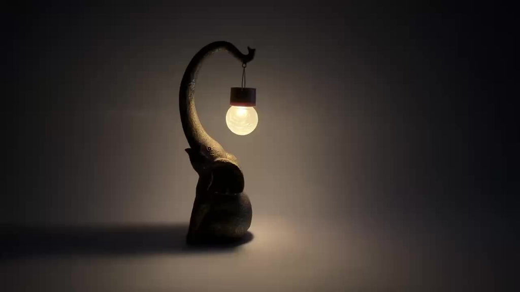 XXOASIS Solar-Powered Copper Elephant Statue Light - Perfect for Garden, Lawn, Balcony, Porch & Pond Decor | Rechargeable, Switch-Controlled Outdoor Illumination | Unique Gift Idea