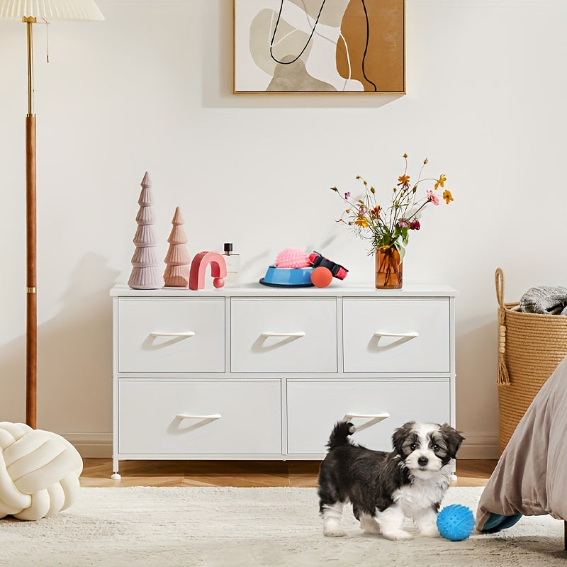 5 Drawers Pet Storage Furniture, Fabric Drawer Storage Cabinet for Pet Toys, Cloths, Foods, Storage Chest Organizer Units,