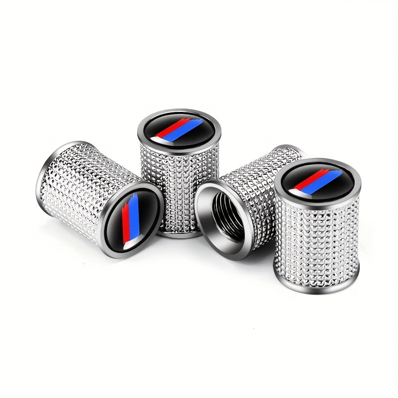 4pcs Tire Valve Caps - Heavy-Duty Metal Construction, Screw-On Valve Stem Covers with Snap-Fit Installation