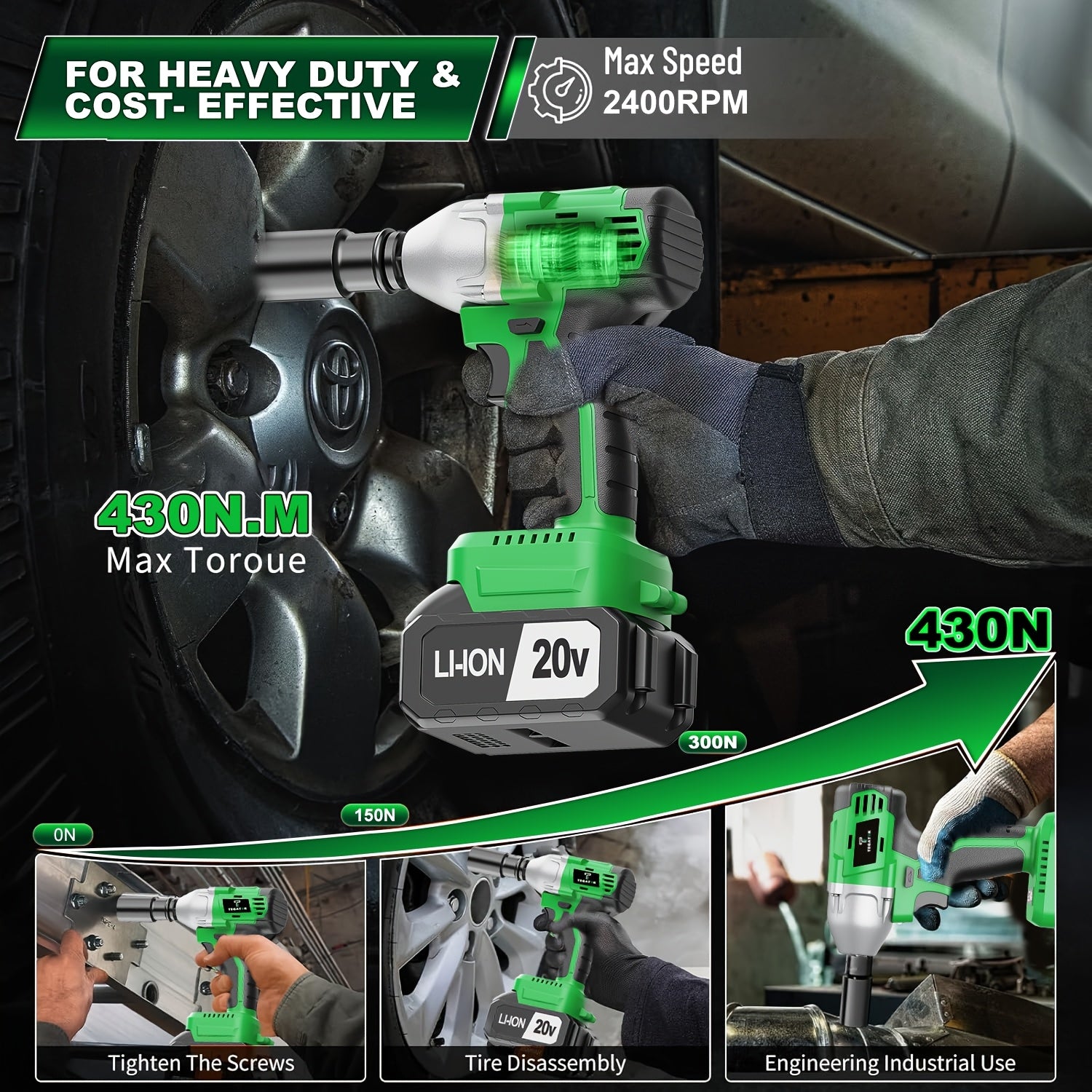 20V 4000MAH Cordless Impact Wrench And Drill Set, 3-in-1 Brushless Power