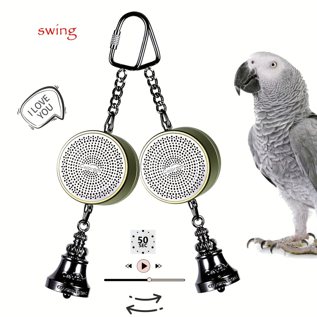 Bird Toys Parrot Talking Coach & Interactive Voice Bell for Parakeet, African Grey, Amazon Parrots, Quaker, Cockatiel, Conure