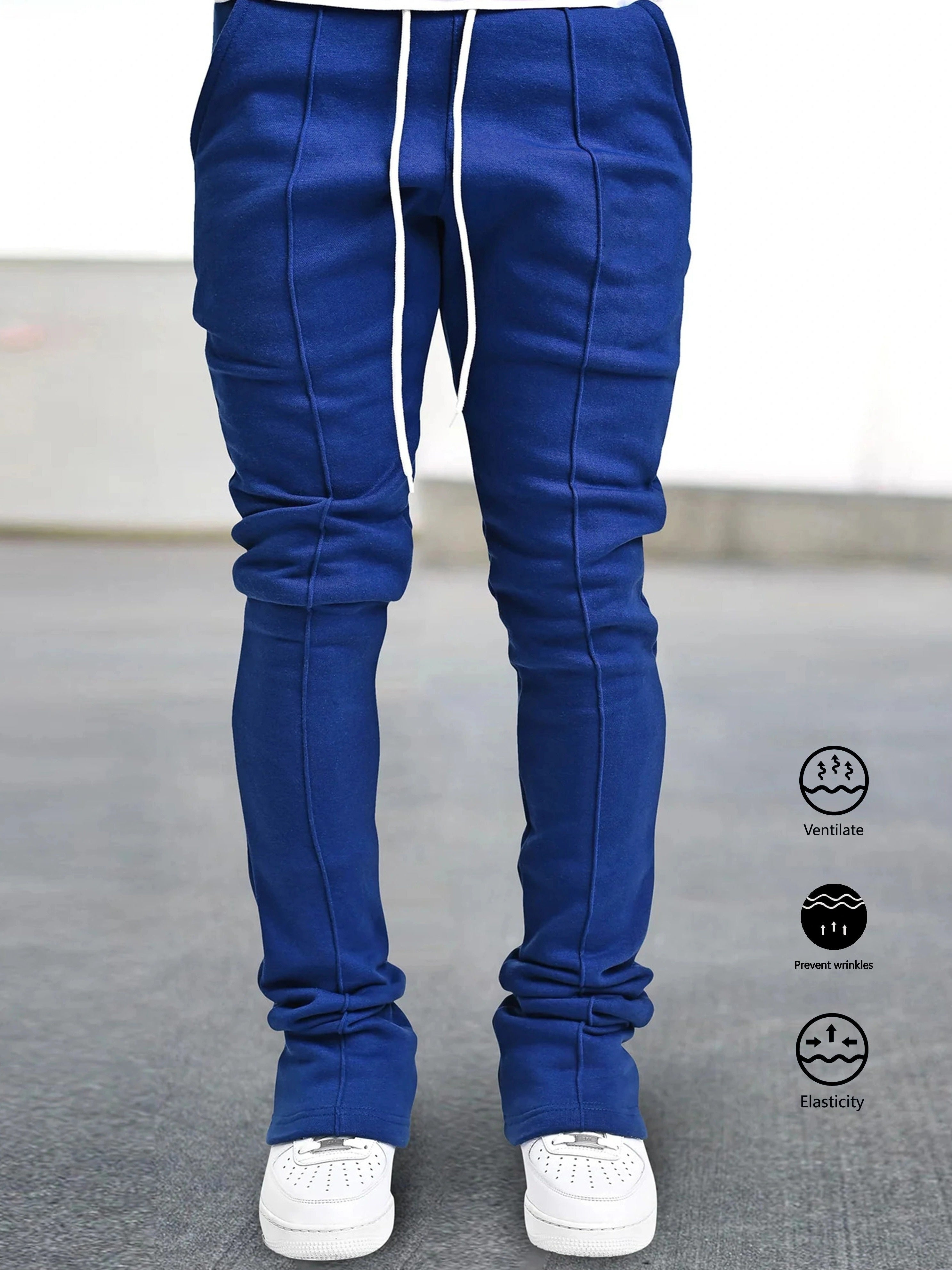 The Hottest Anti-Wrinkle Micro-Elastic Comfortable And Breathable Men'S Casual Trousers Front Mid-Flare Men'S Trousers Jogging Sports Trousers Trendy Trousers Rock Hip-Hop Trousers
