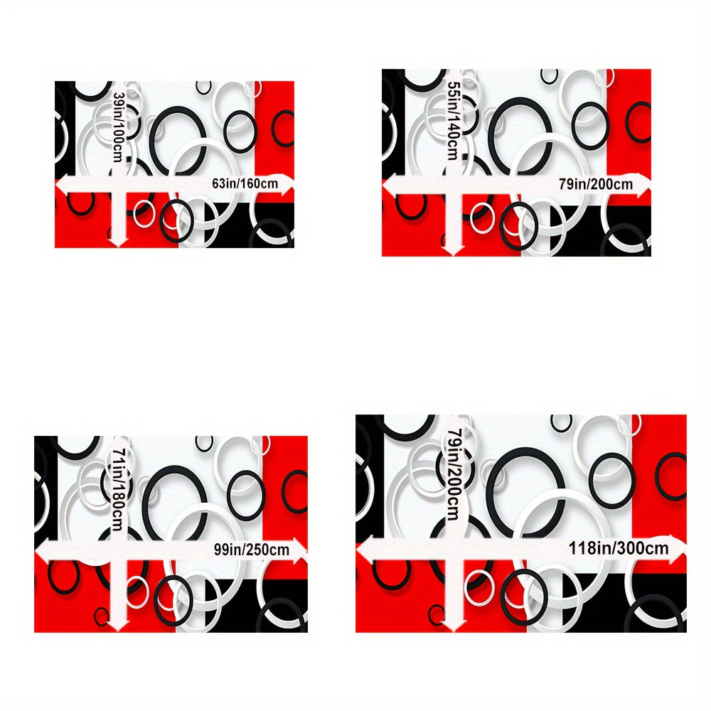 Luxury Modern Black, White & Red Circle Pattern Area Rug - Ultra-Soft Crystal Velvet, 800gsm, Non-Slip Backing, Machine Washable for Living Room, Bedroom, Kitchen, and More, Rugs for Living Room, Plastic Dot Pattern, Winter W