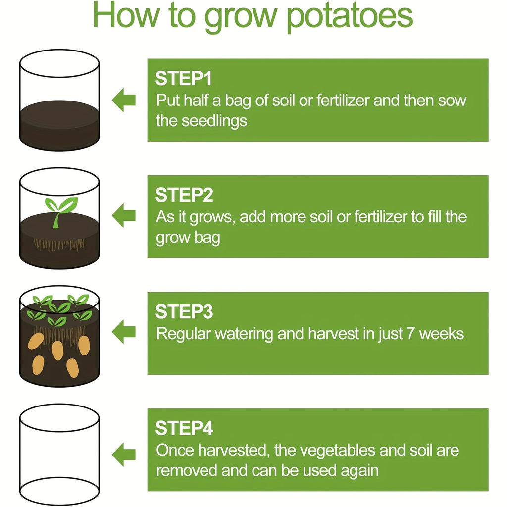 4pcs Potato Grow Bags, Potato Planters With Flap And Handles, Vegetables Garden Planting Bags For Onion, Fruits, Tomato, Carrot (7 Gallon)