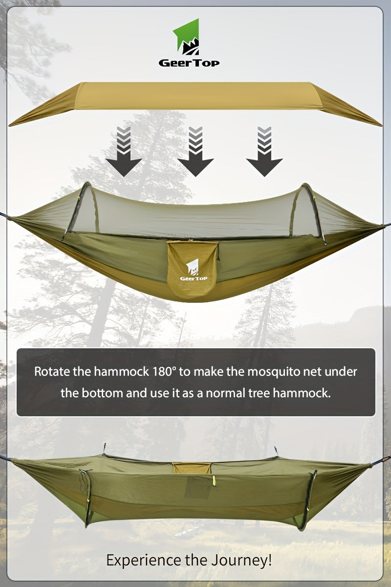 GEERTOP 3in 1 Outdoor Hammock with Mosquito Net Sun Shelter, Double Sleep Rest Camping Hammock for Backpacking Travel Garden Park