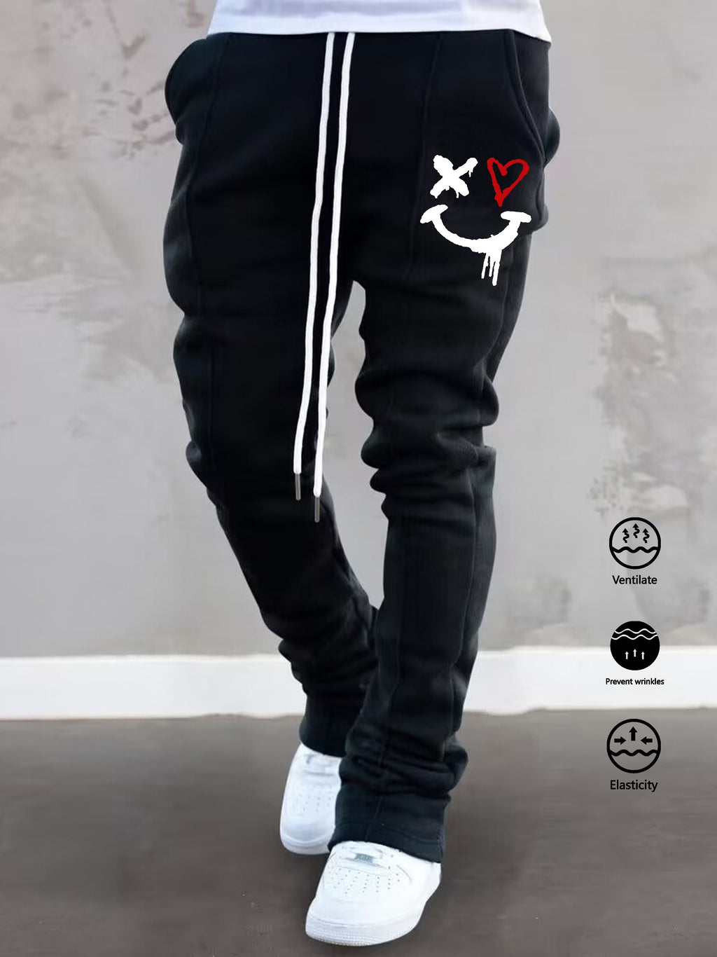 The Hottest Anti-Wrinkle Micro-Elastic Comfortable And Breathable Men'S Casual Trousers Front Mid-Flare Men'S Trousers Jogging Sports Trousers Trendy Trousers Rock Hip-Hop Trousers