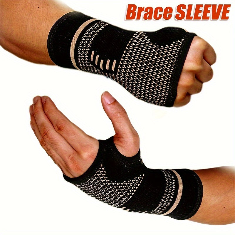 ROORUNS Sports Palm Sleeve - Elastic Knit Wrist Support, Nylon, Hand Wash Only, Pull-On Closure, Size Up Available