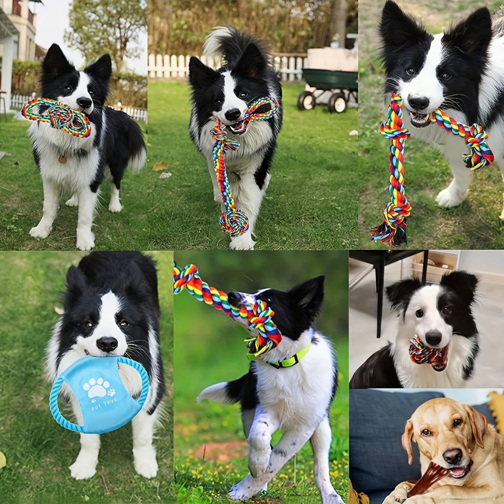 6-Pack Durable Cotton Blend Dog Rope Toys Set - Tough Chew Toys for Teething, Tug of War - Ideal for Medium to Large Breeds - All Breed Sizes Recommended