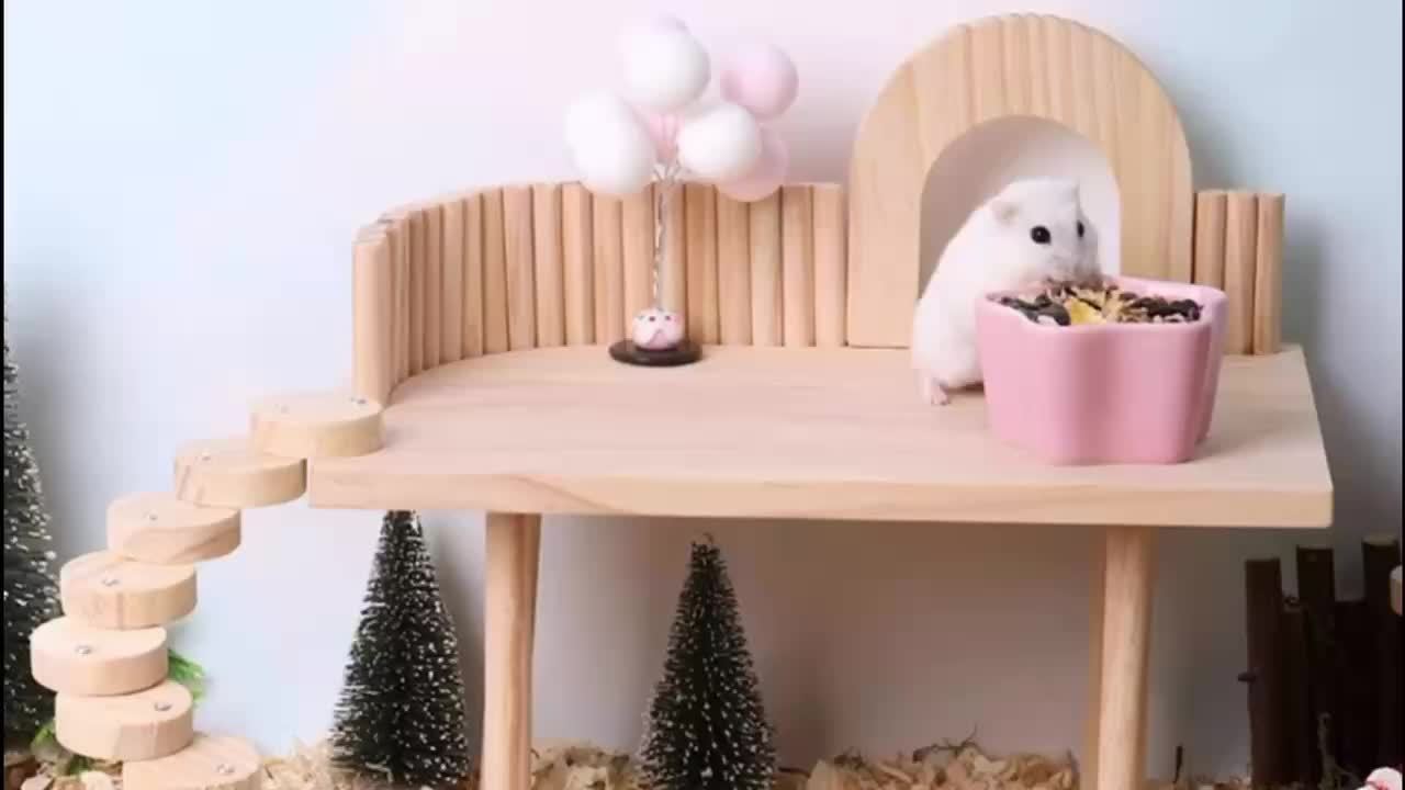 [With Ladders Wooden Hamster Platform] Premium Wooden Hamster Platform With Ladders And Chew Toys - Ideal Climbing Accessories For Hamsters, Mice, Gerbils