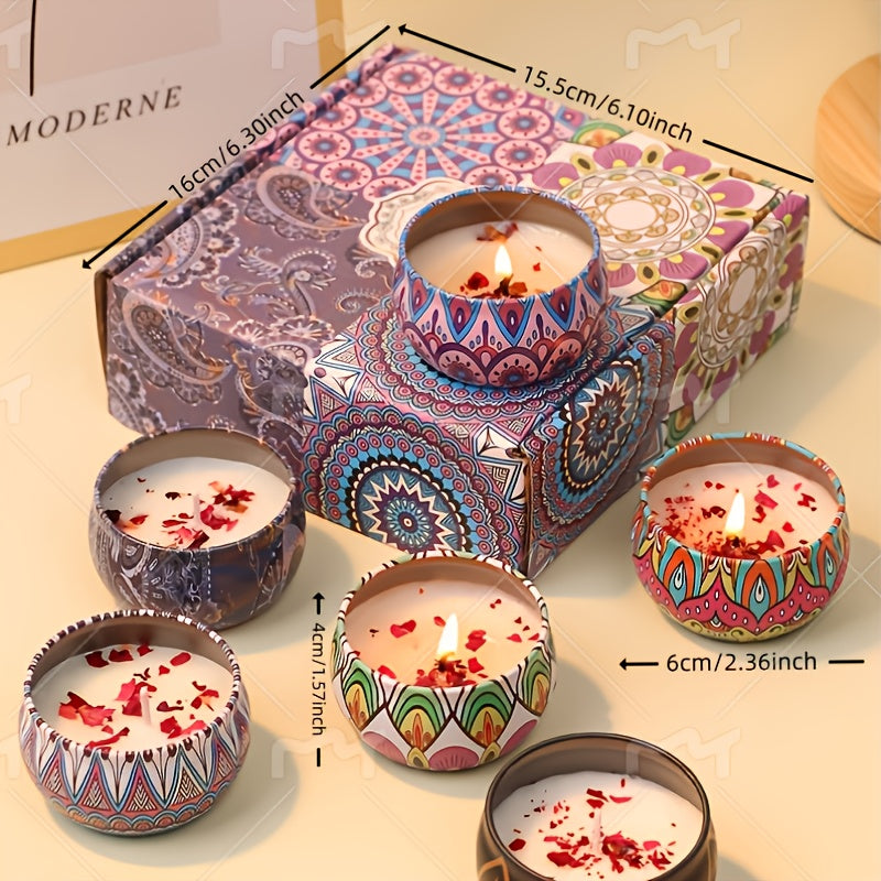 A Gift Box Contains 4 Different Scented Candles, Decorated with Dried Flowers, Suitable for Mothers, Girlfriends And Friends, Perfect for Birthdays, Mother's Day, Christmas, Suitable for Relaxation, Yoga, Bathing, Sleepi
