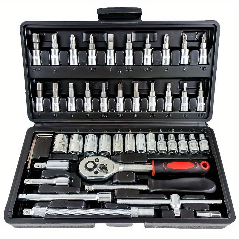 Car Repair Tools, Automotive Maintenance Repairing Tool Accessories Multi-Purpose Repair Tool Set – Ratchet Torque Wrench & Screwdrivers, Portable Auto & Bike &motorcycle Maintenance Kit