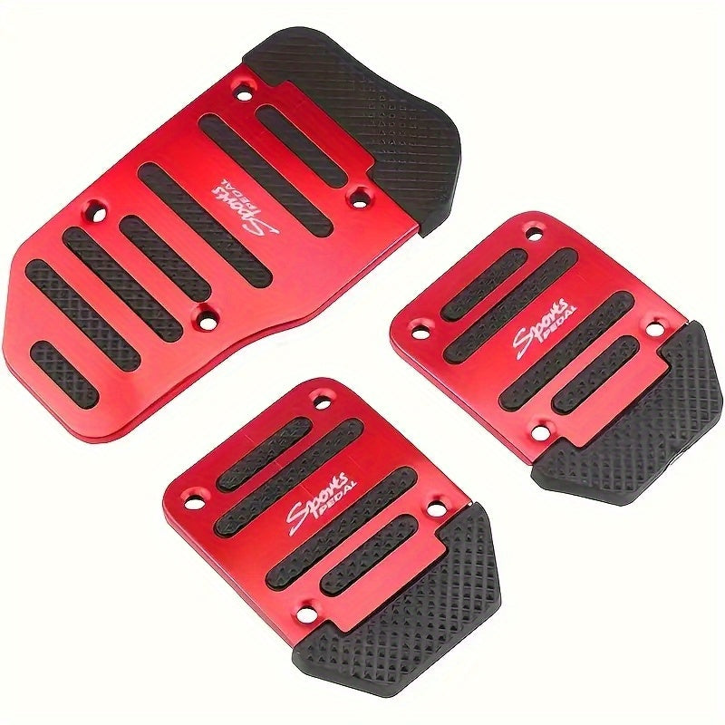 3pcs High-Performance Aluminum Alloy Automotive Pedals - Anti-Skid, Easy Installation, Enhanced Grip for Manual Clutch and Accelerator, Suitable for Most Vehicles