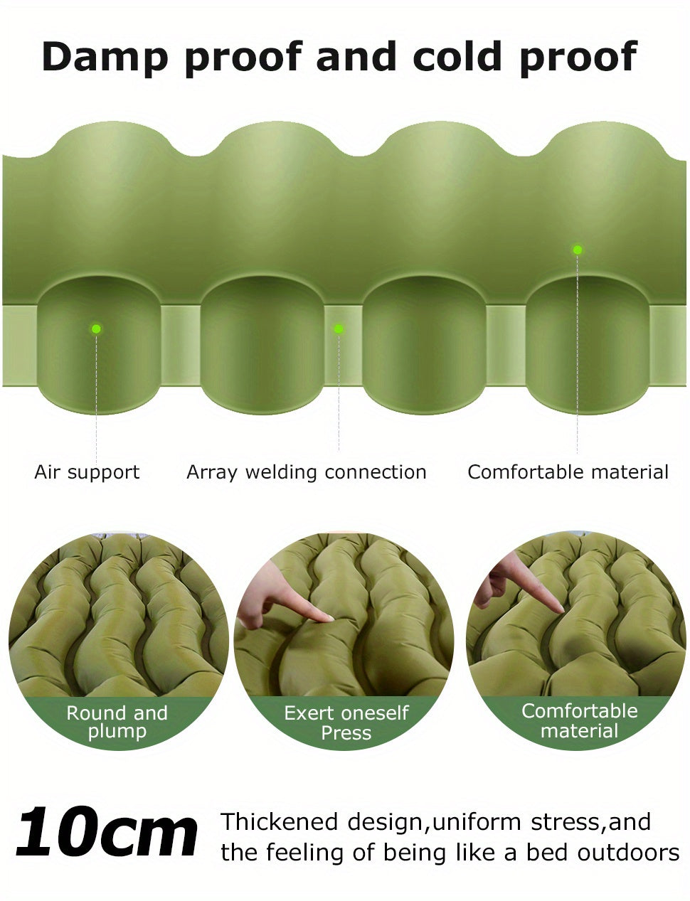 WESTTUNE Ultra-Comfort Camping Mattress - Thick, Lightweight Inflatable Sleeping Pad with Built-In Pillow & Pump for Hiking and Backpacking, WESTTUNE