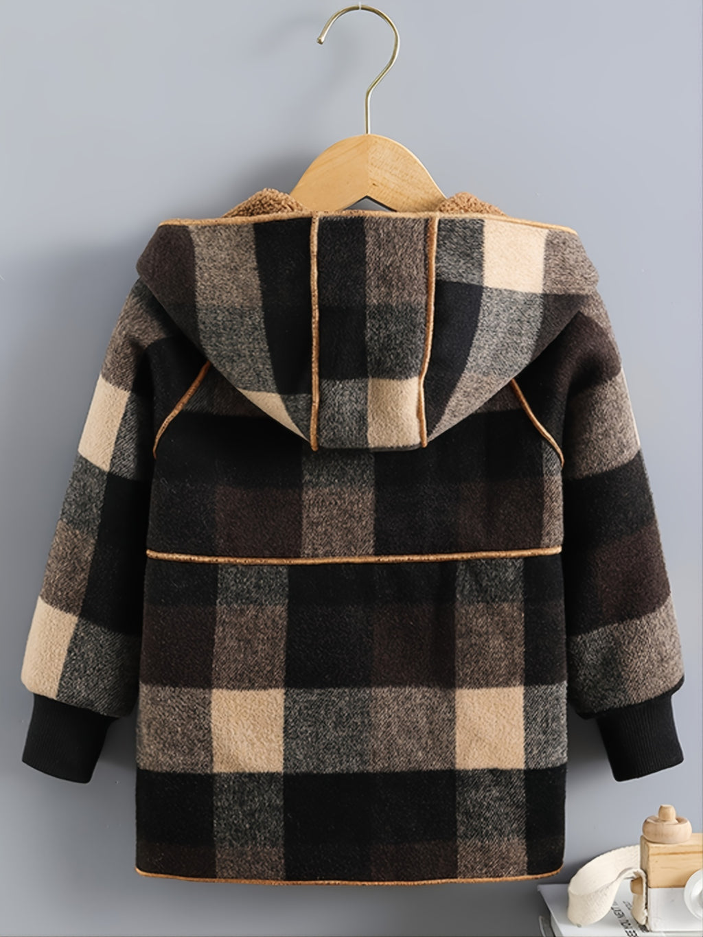 Boys' Long Sleeve Plaid Fleece-Lined Jacket with Button Front & Pockets