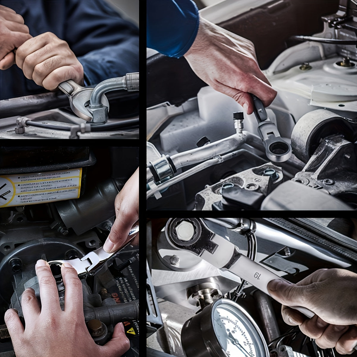 1pc/12pcs Ratchet Wrench Set | Dual-Use Flexible Head, Chrome Vanadium Steel, Automotive Manual Tools