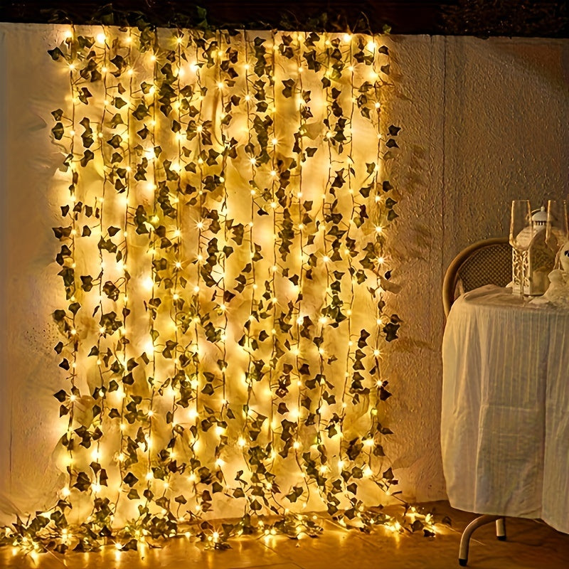 1pc Kinpho Enchanting Green Leaf & Maple LED String Lights - Battery-Powered, Warm Glow Copper Wire with Realistic Greenery for Outdoor Dining, Garden, Balcony, Weddings, and Christmas Decor Halloween decorations, Chrismas de