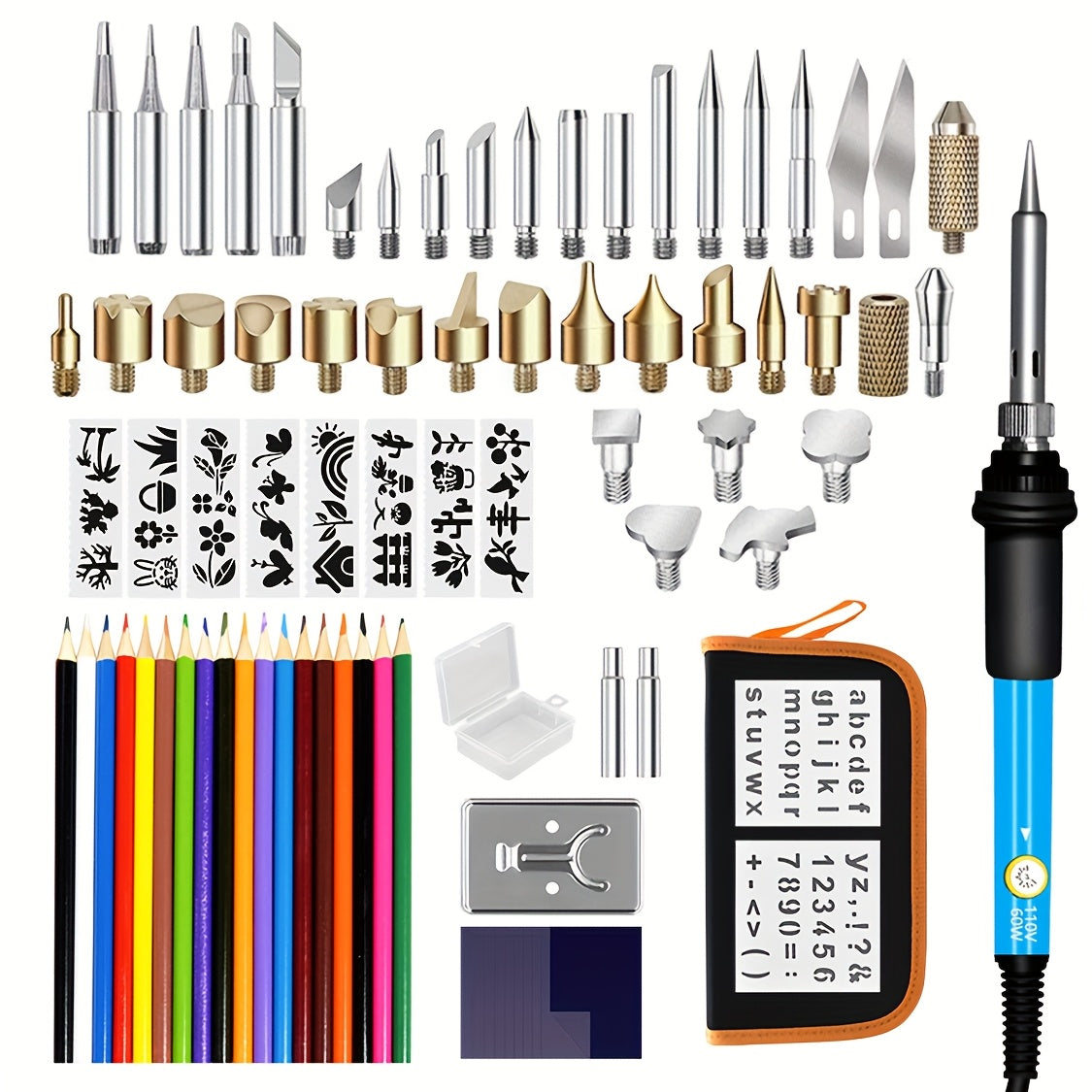 71pcs/set, Temperature regulating electric soldering iron tool, Wood Burn Tools Kit, for Carving Embossing