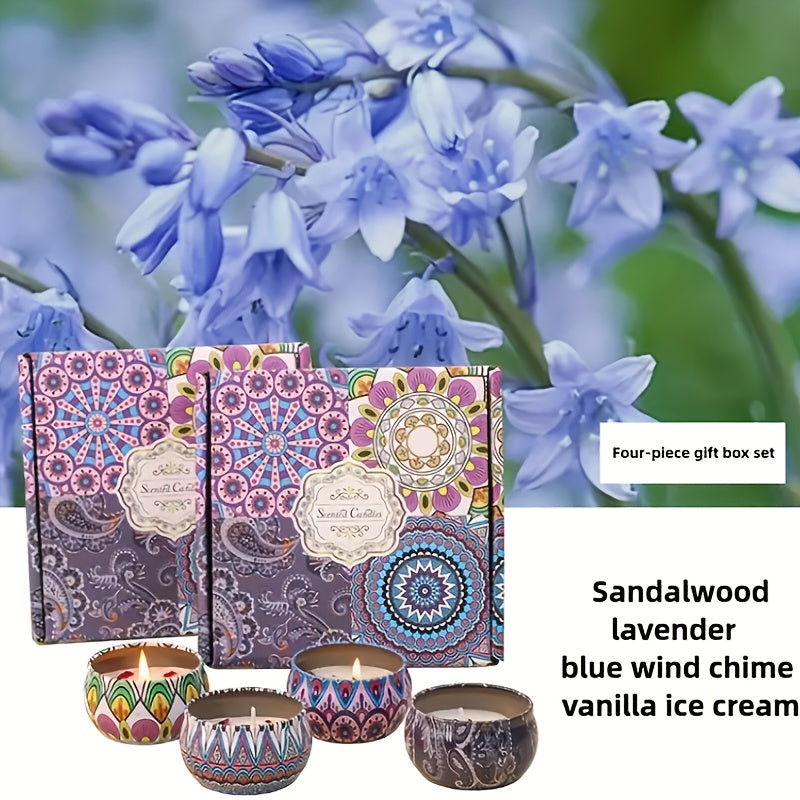 A Gift Box Contains 4 Different Scented Candles, Decorated with Dried Flowers, Suitable for Mothers, Girlfriends And Friends, Perfect for Birthdays, Mother's Day, Christmas, Suitable for Relaxation, Yoga, Bathing, Sleepi
